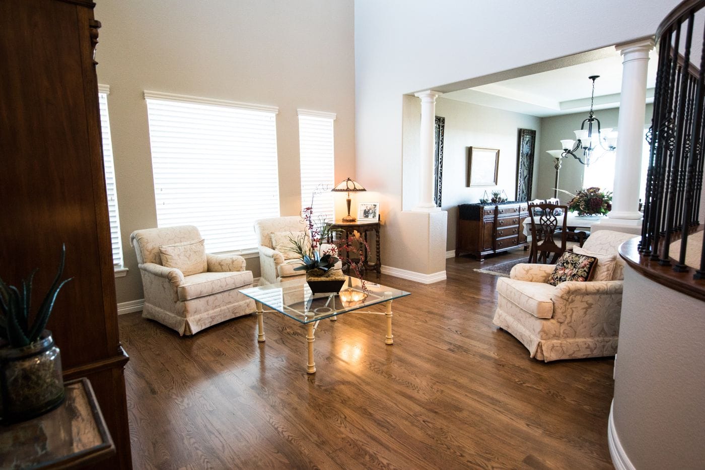 Freshly painted traditional living room with warm wood floors in Warwick NY